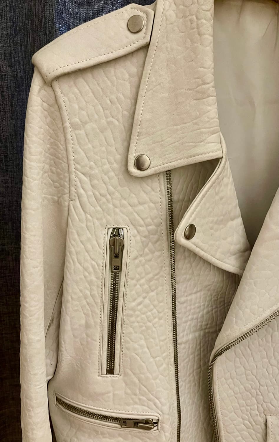 리얼 램스킨 라이더자켓 / 화이트 상품이미지5