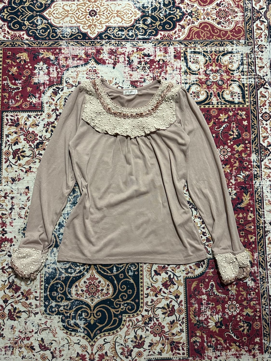 액시즈팜 뮤트 핑크 / 뮤트 카키 카라 롱슬리브리스 상품이미지2