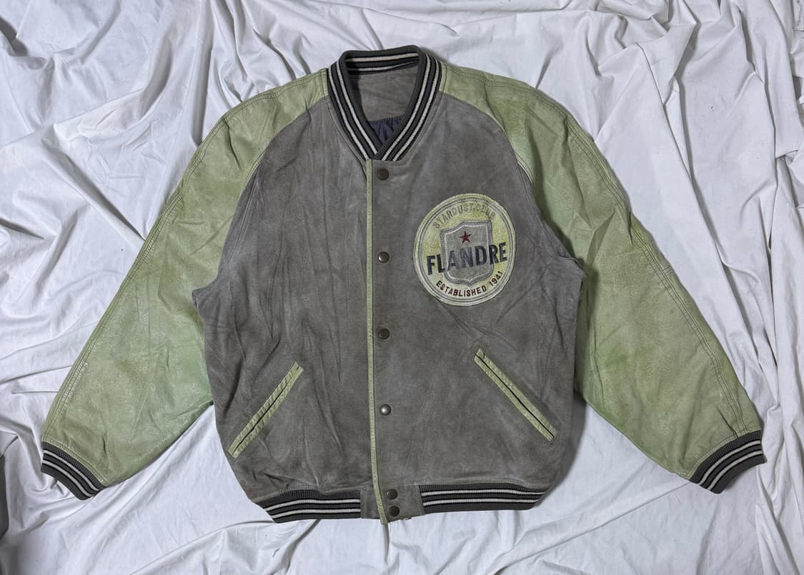 빈티지 스웨이드 소가죽 바시티 자켓 상품이미지1