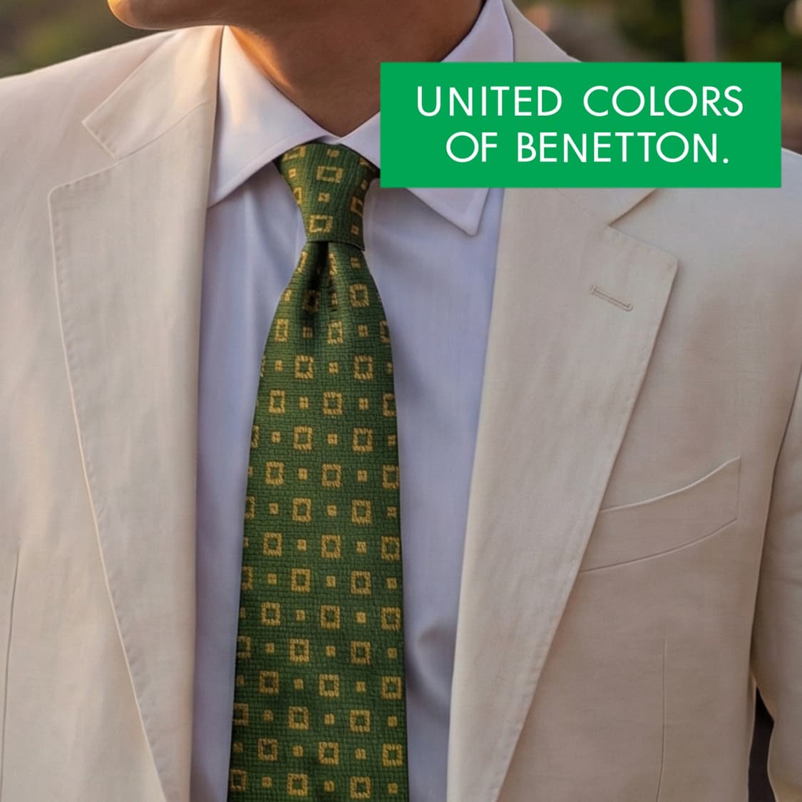 베네통 실크 그린 기하학 자카드 넥타이 9.1cm B등급 K1657
 상품이미지1