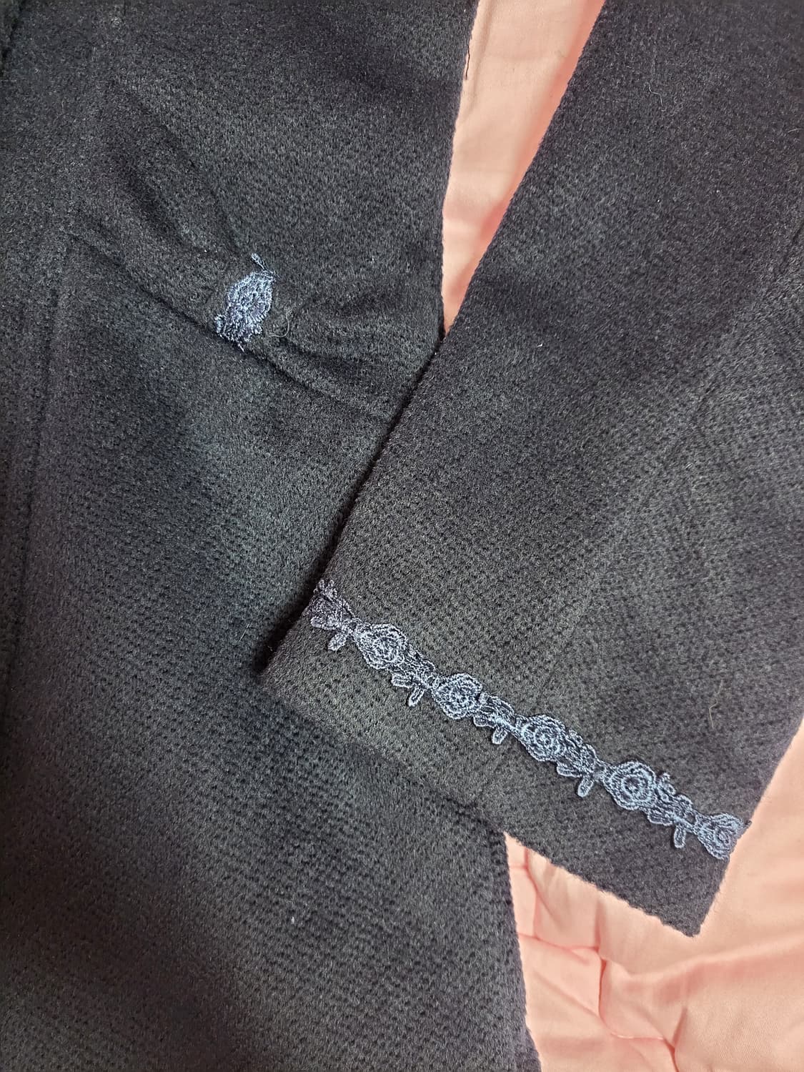 급처상태좋음!액시즈팜 레이스 꽃자수 리본포켓 더블 코트 자켓 리즈리사st 상품이미지4