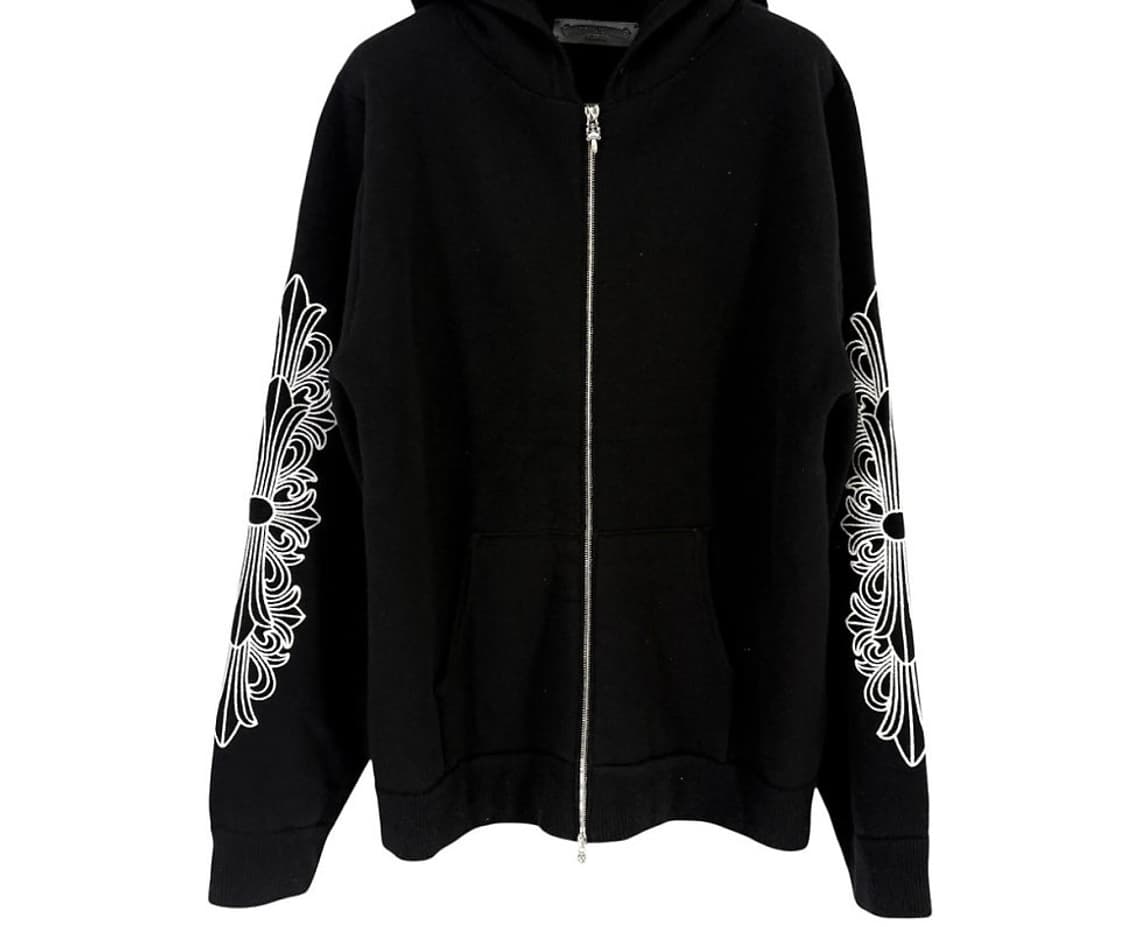 [XL] 크롬하츠 캐시미어 자수 플로랄 후드집업 상품이미지1