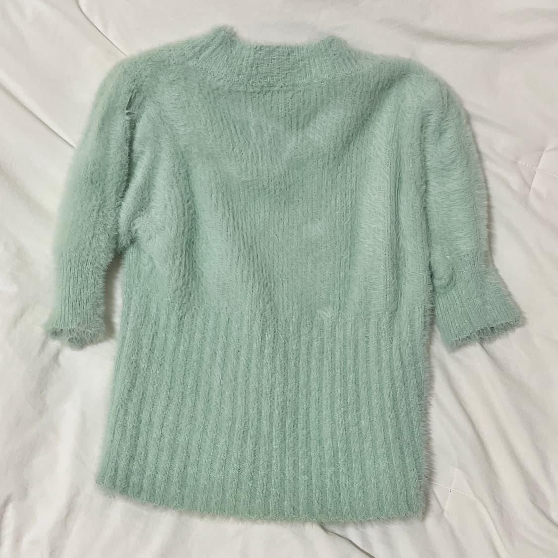 빈티지 ) 연민트 퍼 반팔 퍼프 니트 상품이미지4