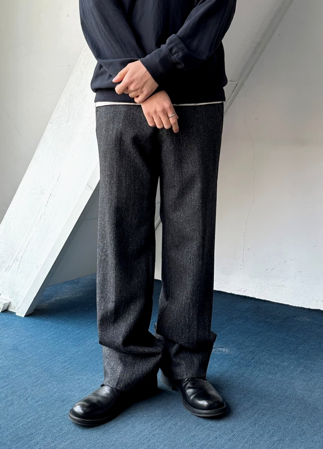 Tweed design no tuck straight slacks 상품이미지6