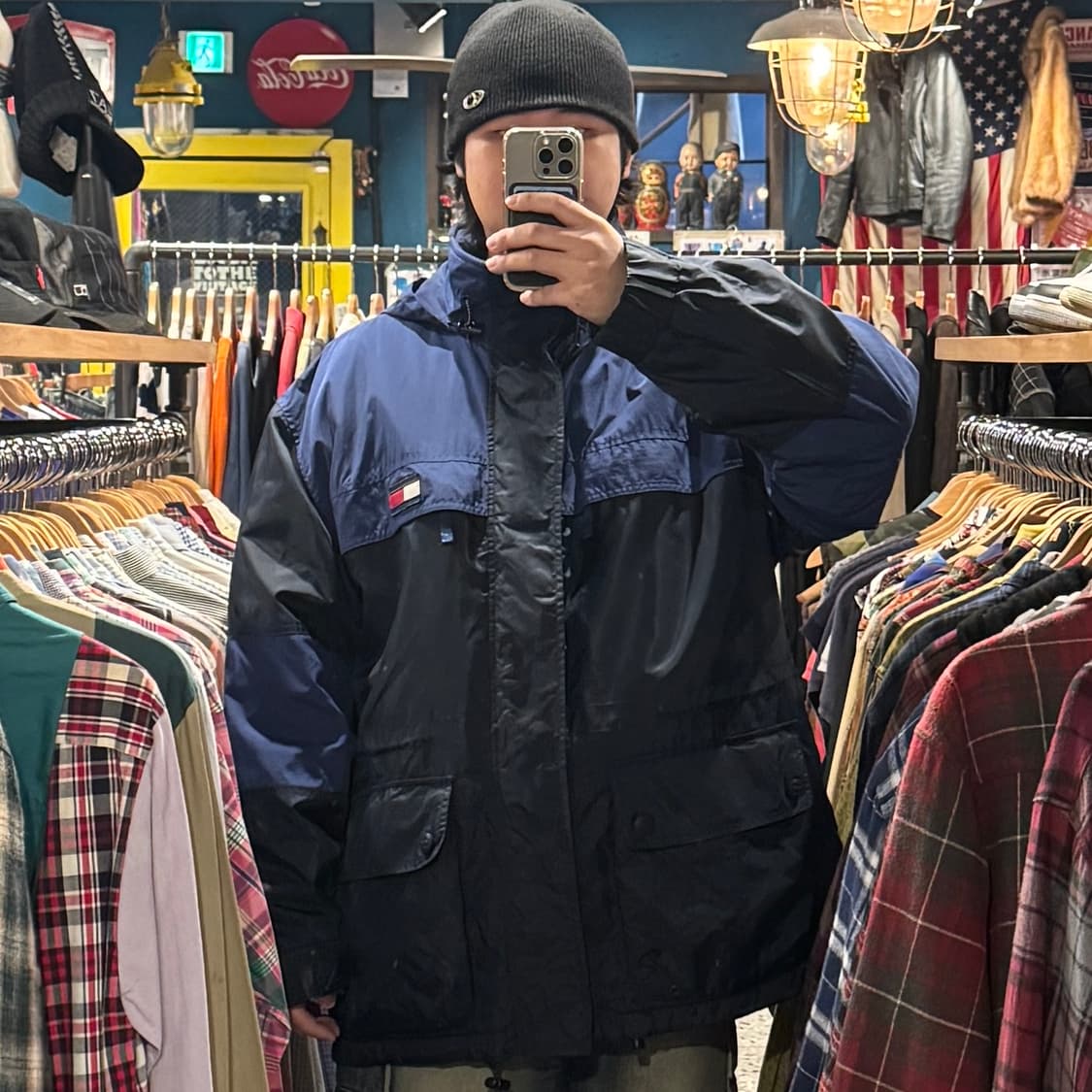 TOMMY HILFIGER 타미힐피거 바람막이 후드 롱 점퍼
 상품이미지1