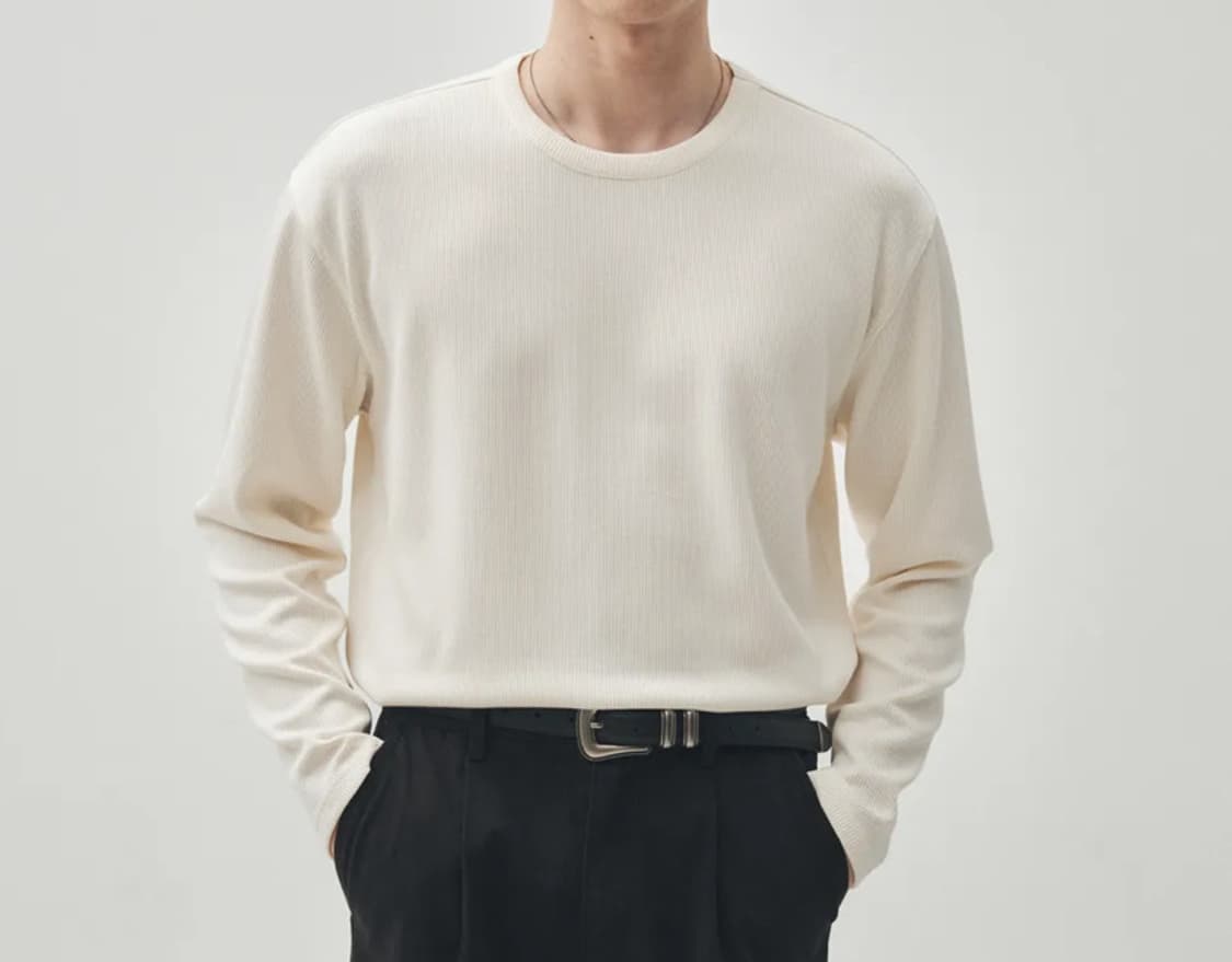 미나브 골지 크롭 롱 슬리브 아이보리 L 상품이미지1