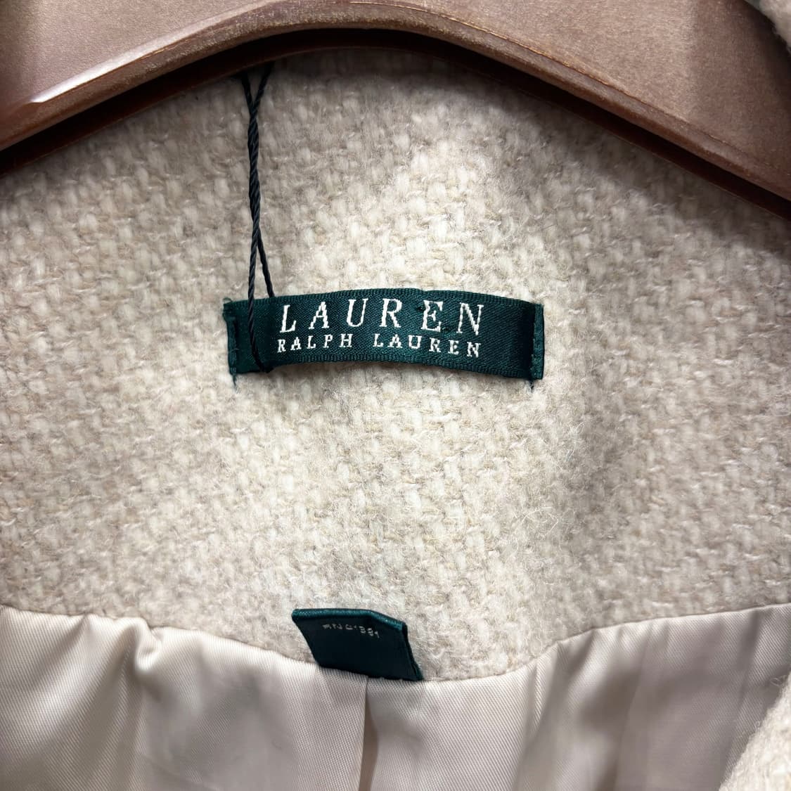 랄프로렌 울 블렌드 코트 헤링본 싱글 버튼 니트 시보리 디테일 아이보리 상품이미지6