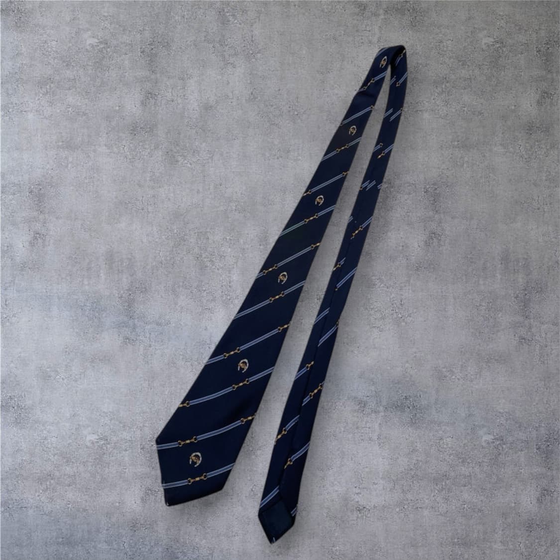 구찌 Gucci 네이비 홀스빗 스트라이프 실크 넥타이 상품이미지2