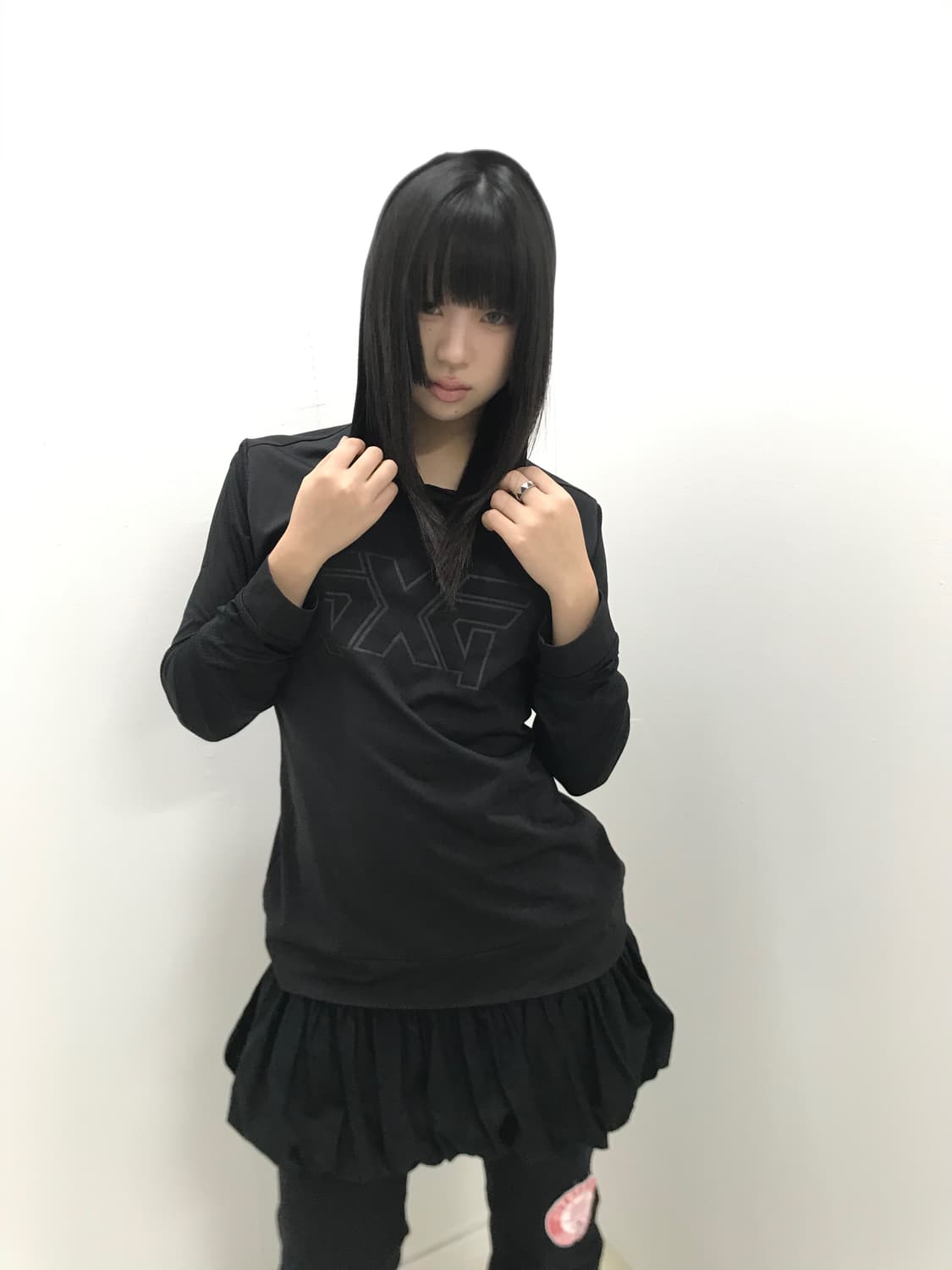 EXR black mesh mix sporty hooded sleeve 상품이미지2