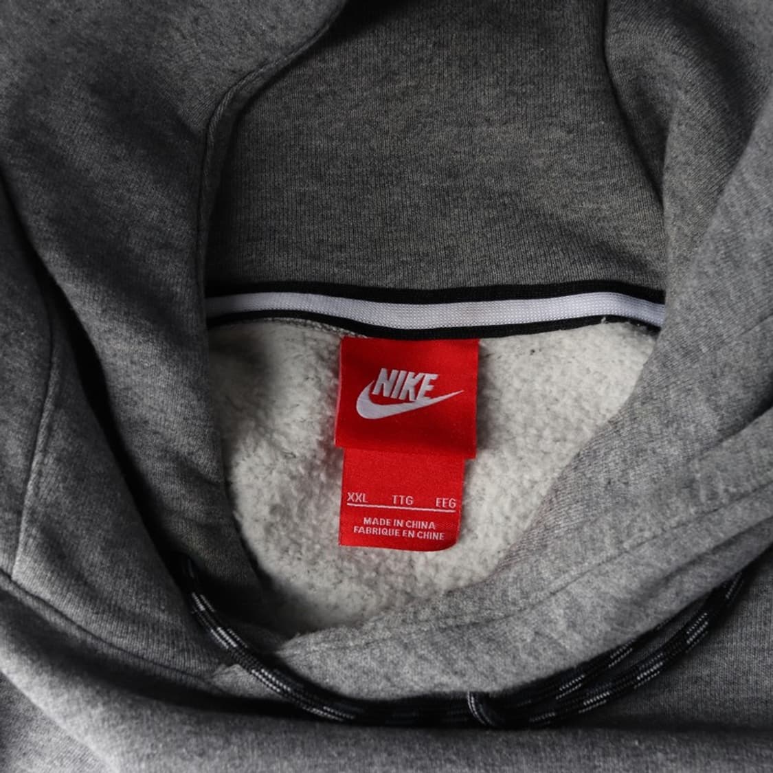 나이키 에어 빅로고 블랙 그레이 배색 기모 후드티 XXL 상품이미지5