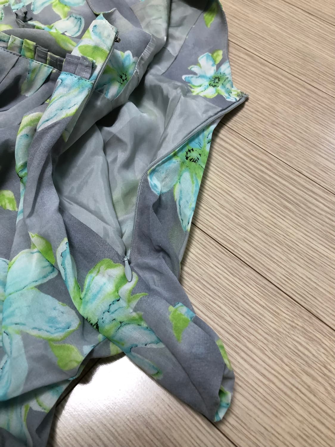 핀턱 프릴 민트 플로럴 꽃 나시 원피스 상품이미지5