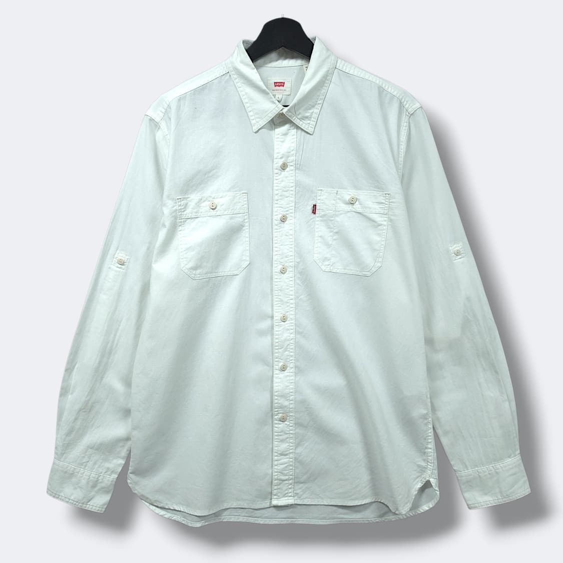 [L] 리바이스 화이트 투포켓 클래식 롤업 코튼 긴팔셔츠 상품이미지1