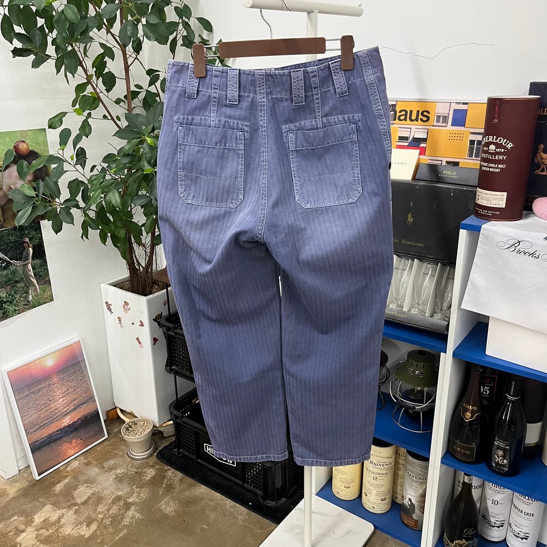 버버리 코튼/린넨 헤링본 팬츠 48 상품이미지5