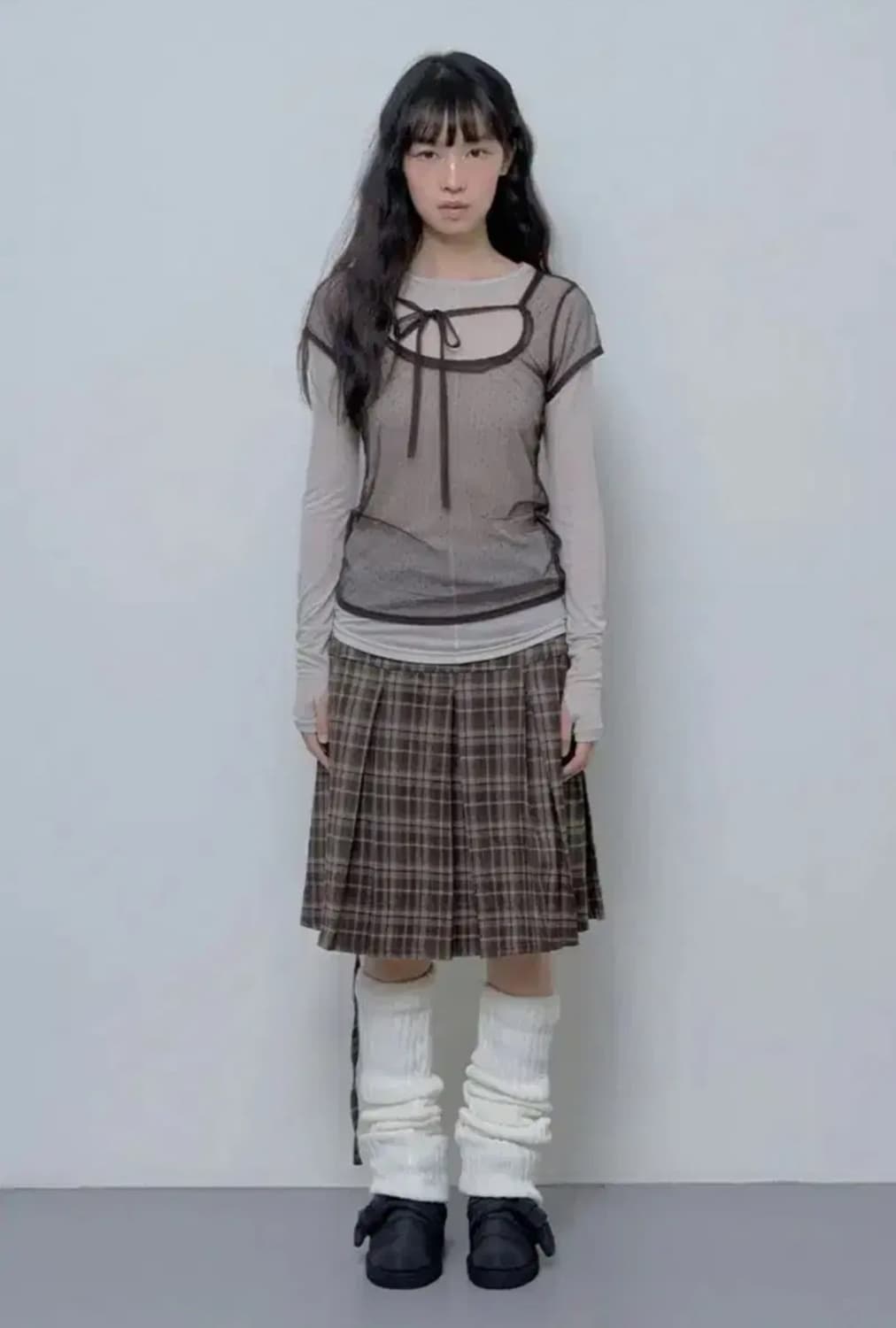 팬시클럽 체크 미디스커트  상품이미지2