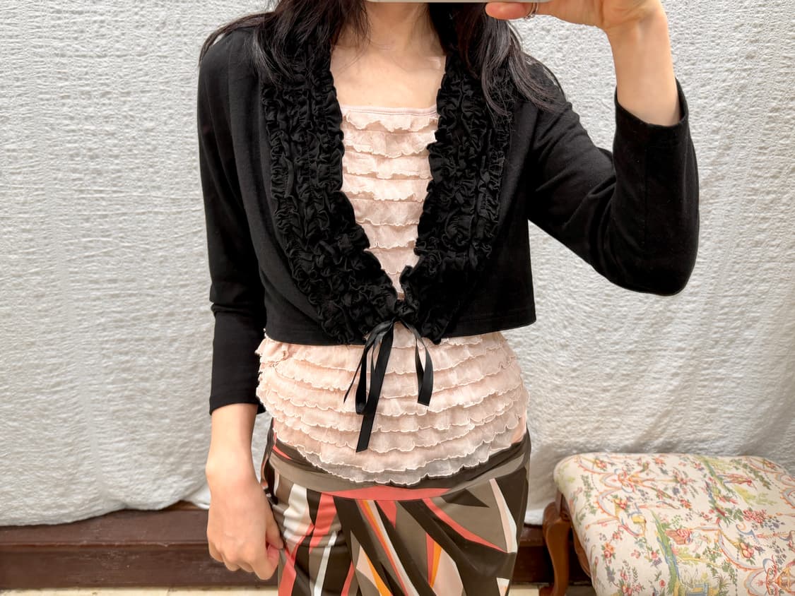 frill string crop cardigan 상품이미지3