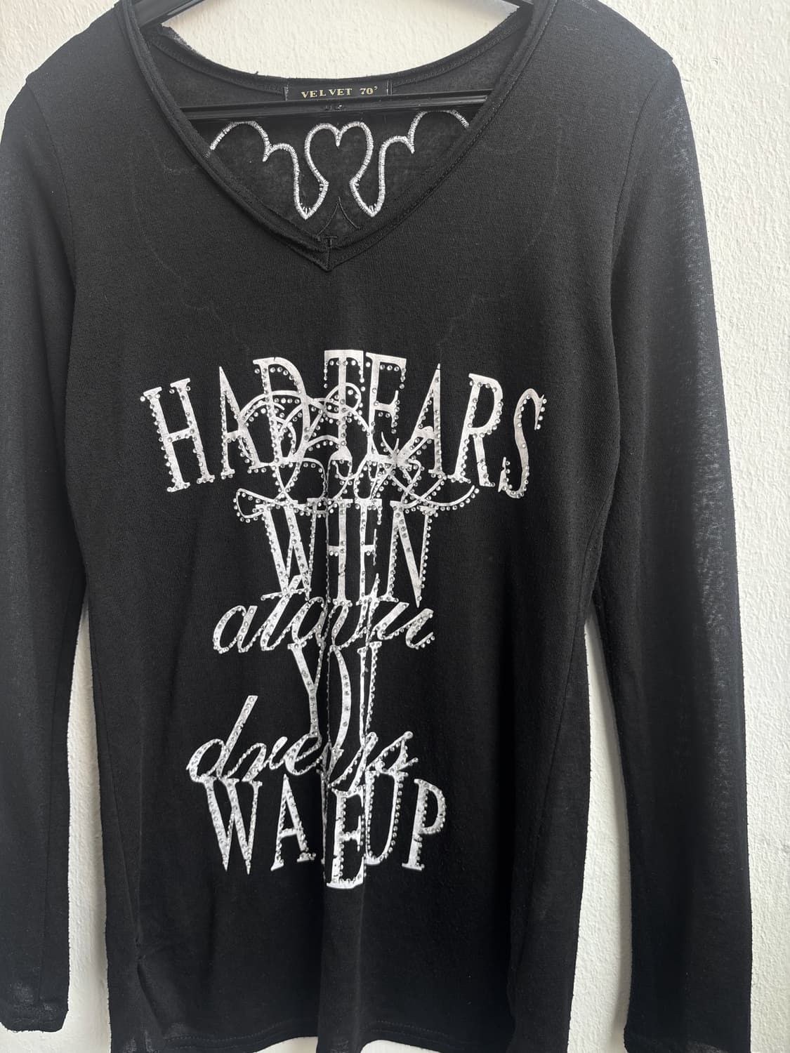 Vintage Black V-neck Cubic Long Sleeve  상품이미지5