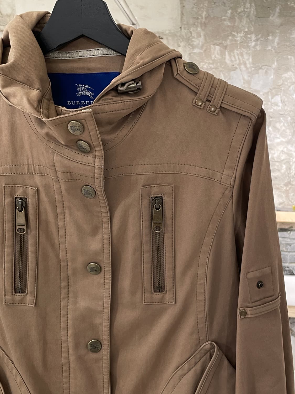 버버리 블루라벨 브라운 스트링 후디 야상 자켓 상품이미지3