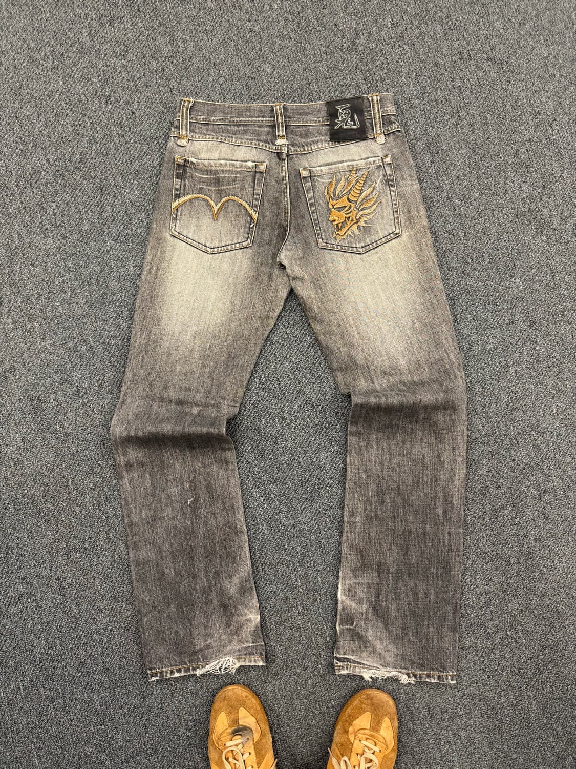 Japanese vintage oniarai 포켓자수 흑청 데님팬츠 상품이미지5