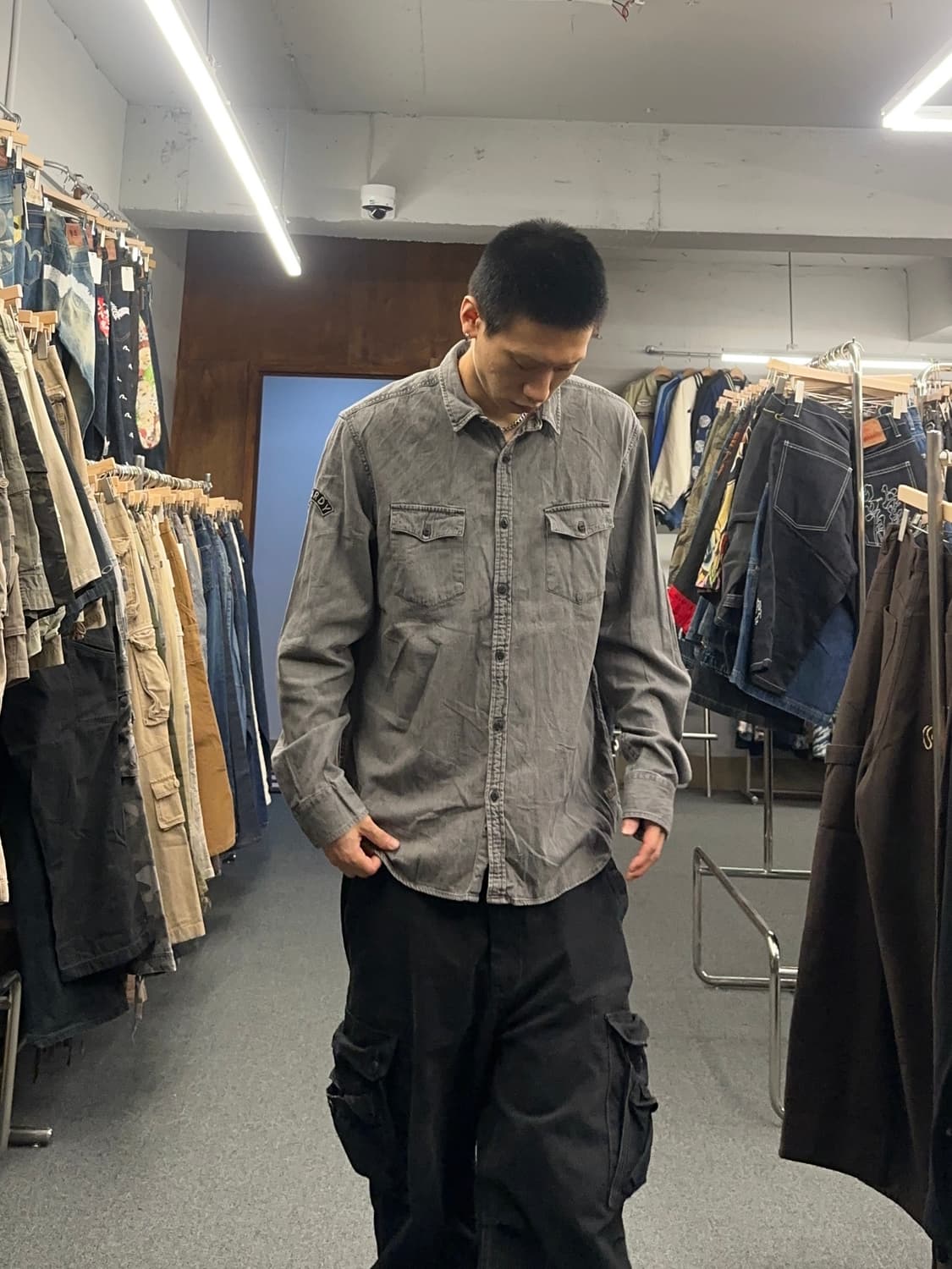 XL) 에드하디 빈티지 그레이 데님셔츠 상품이미지7