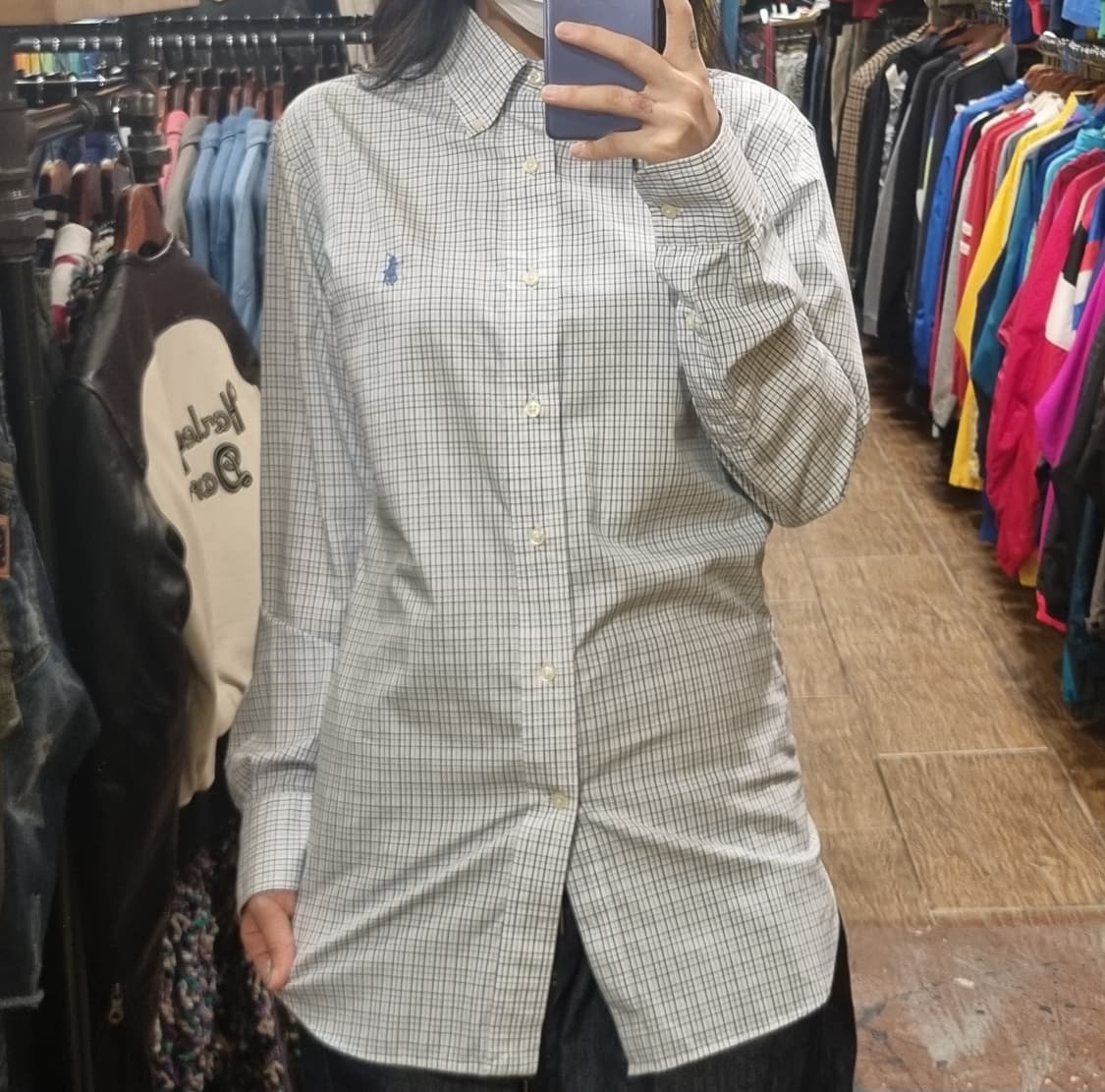 [Hi] 폴로 체크 긴팔셔츠 블루 상품이미지2