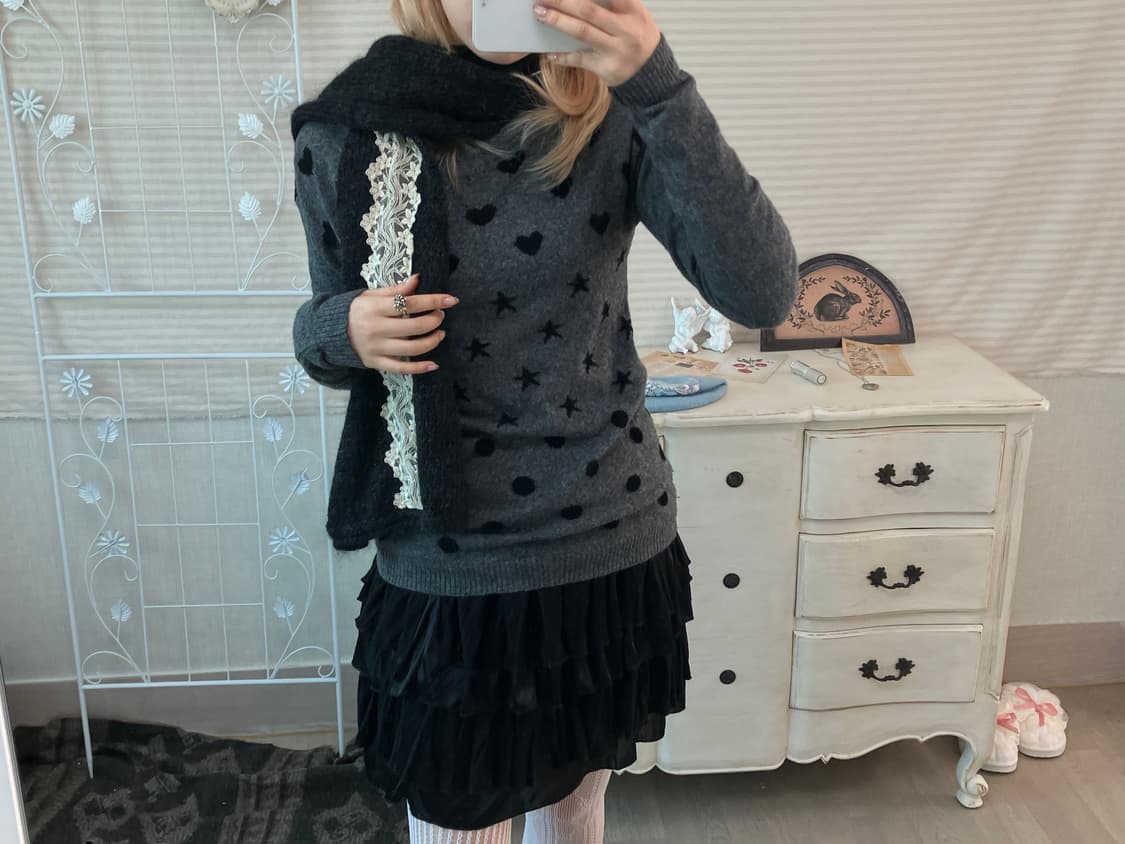 made in italy heart dot charcoal knit 상품이미지1