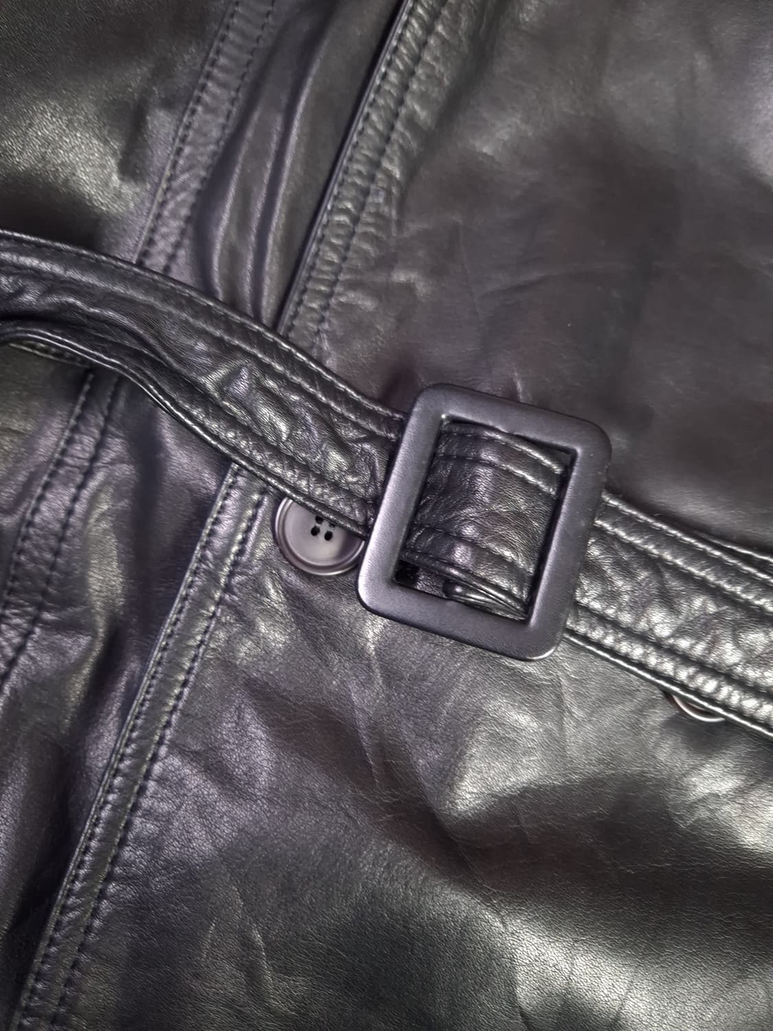 80'일본판 하라주쿠 리얼레더 더블 트렌치코트 상품이미지6