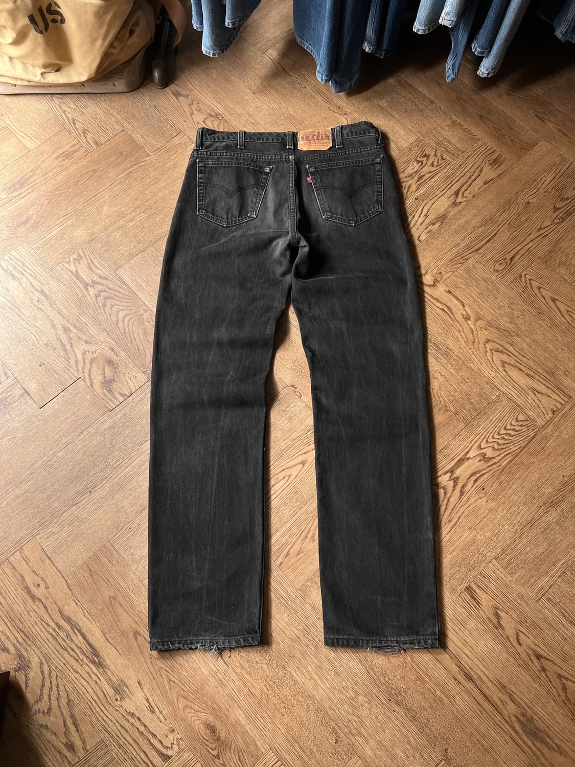 [36]90's 리바이스 516 캐나다제 빈티지 워싱 흑청 데님 팬츠 상품이미지2