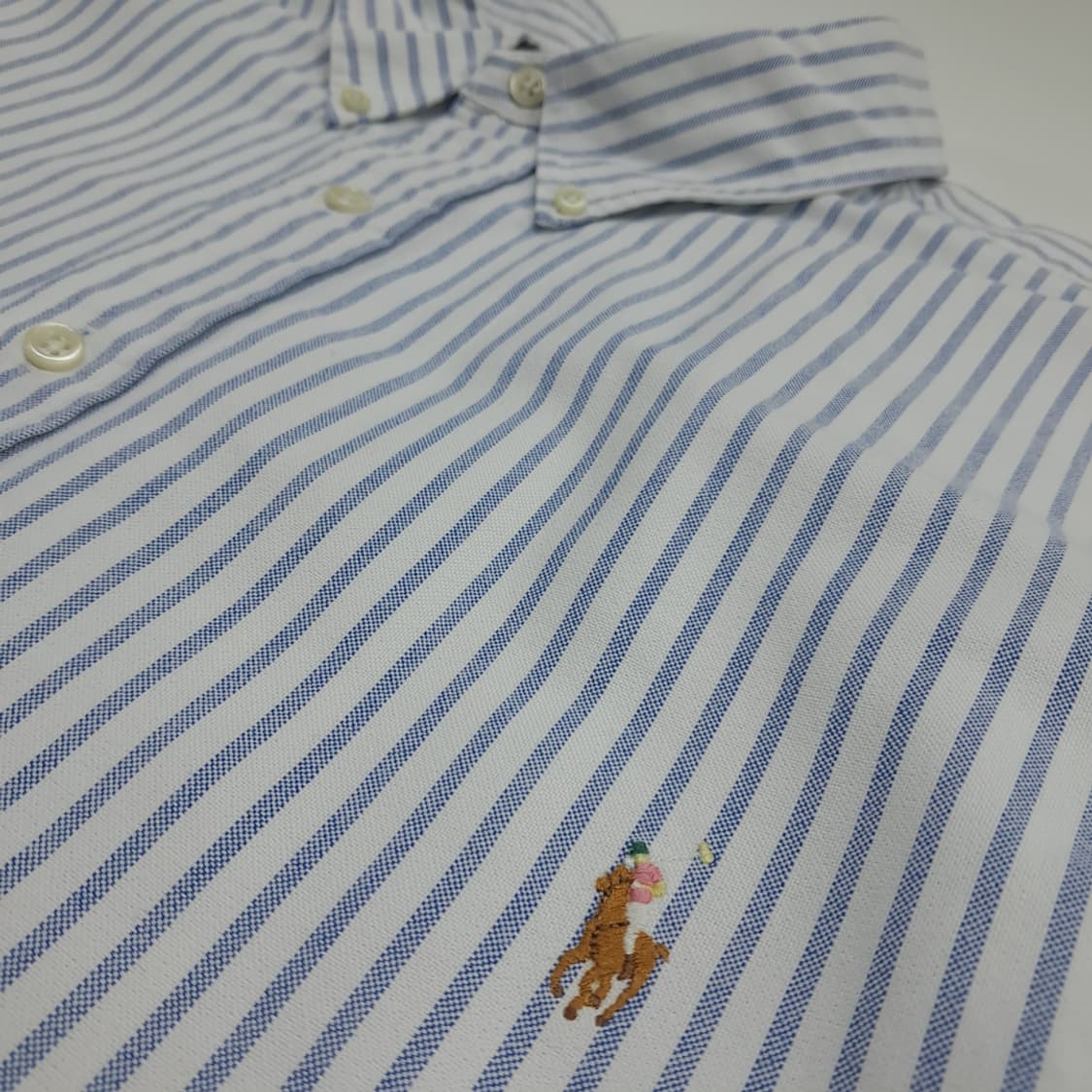 CN717 3XLT 폴로 랄프로렌 스카이블루 스트라이프 긴팔 셔츠 남방 상품이미지5