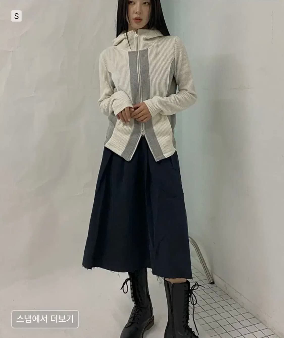 밀로우먼 컷오프 플리츠 스커트 블랙 상품이미지2