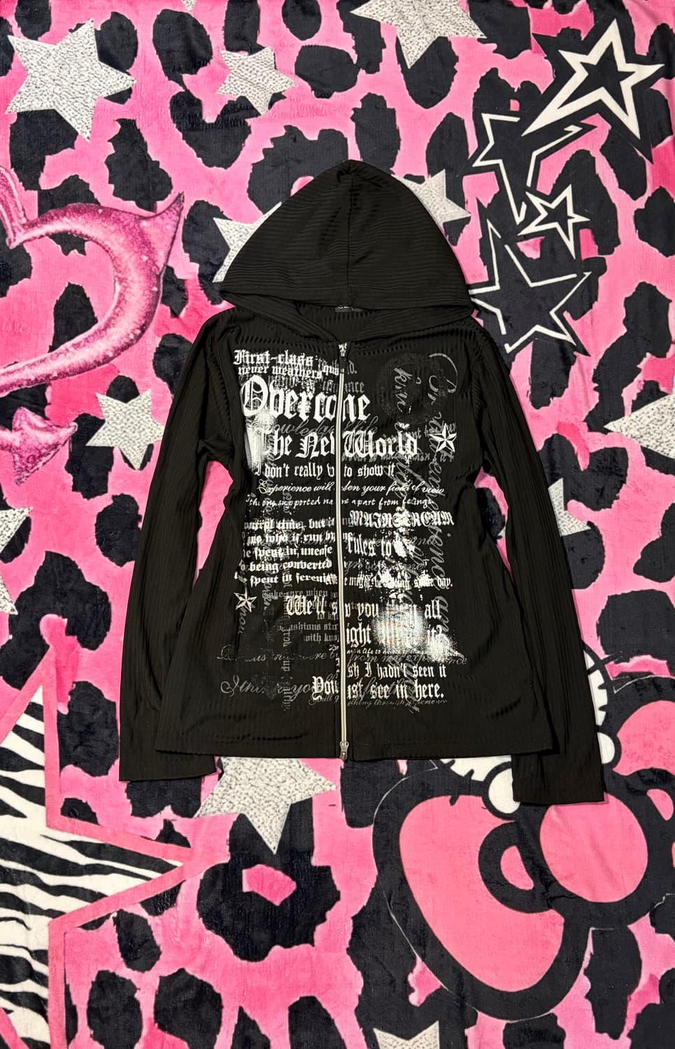 Punk Glitter lettering hoodie zip up 상품이미지1