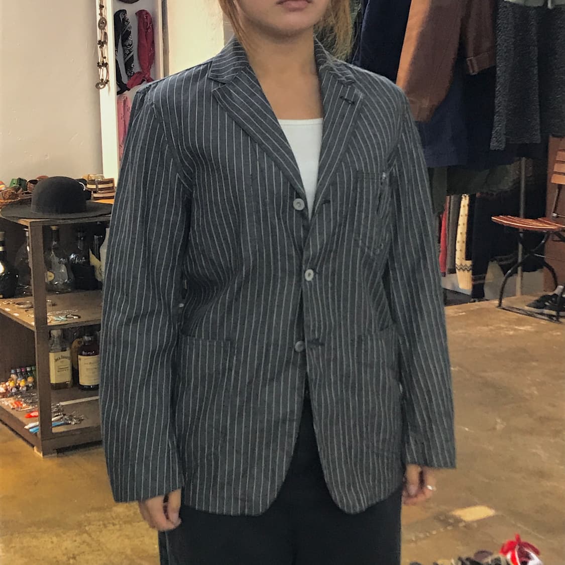 Japan 타케오 키쿠치 차콜 스트라이프 자켓 남성 100 여성 66 상품이미지7