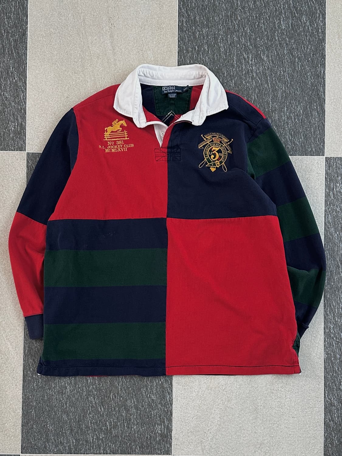 폴로 랄프로렌 빅패치 컬러블록 럭비 카라 티셔츠 상품이미지1