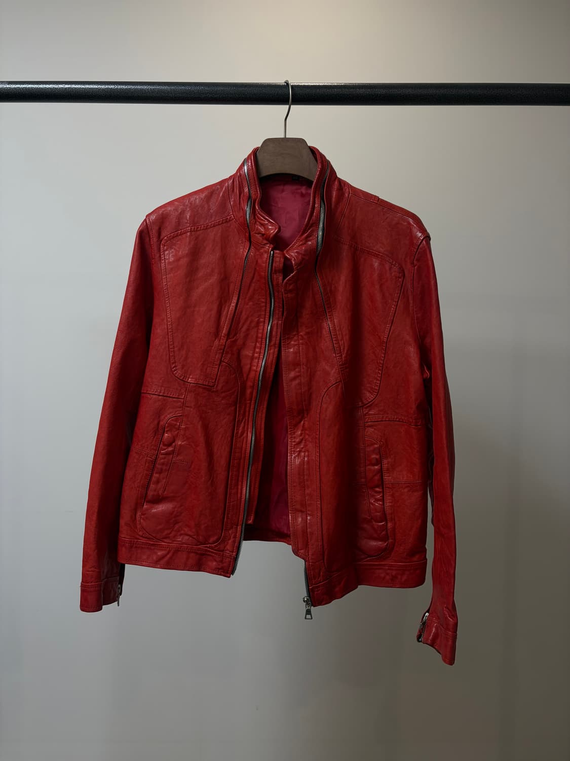 (102) 레드 락시크 이탈리아 램스킨 자켓 상품이미지1