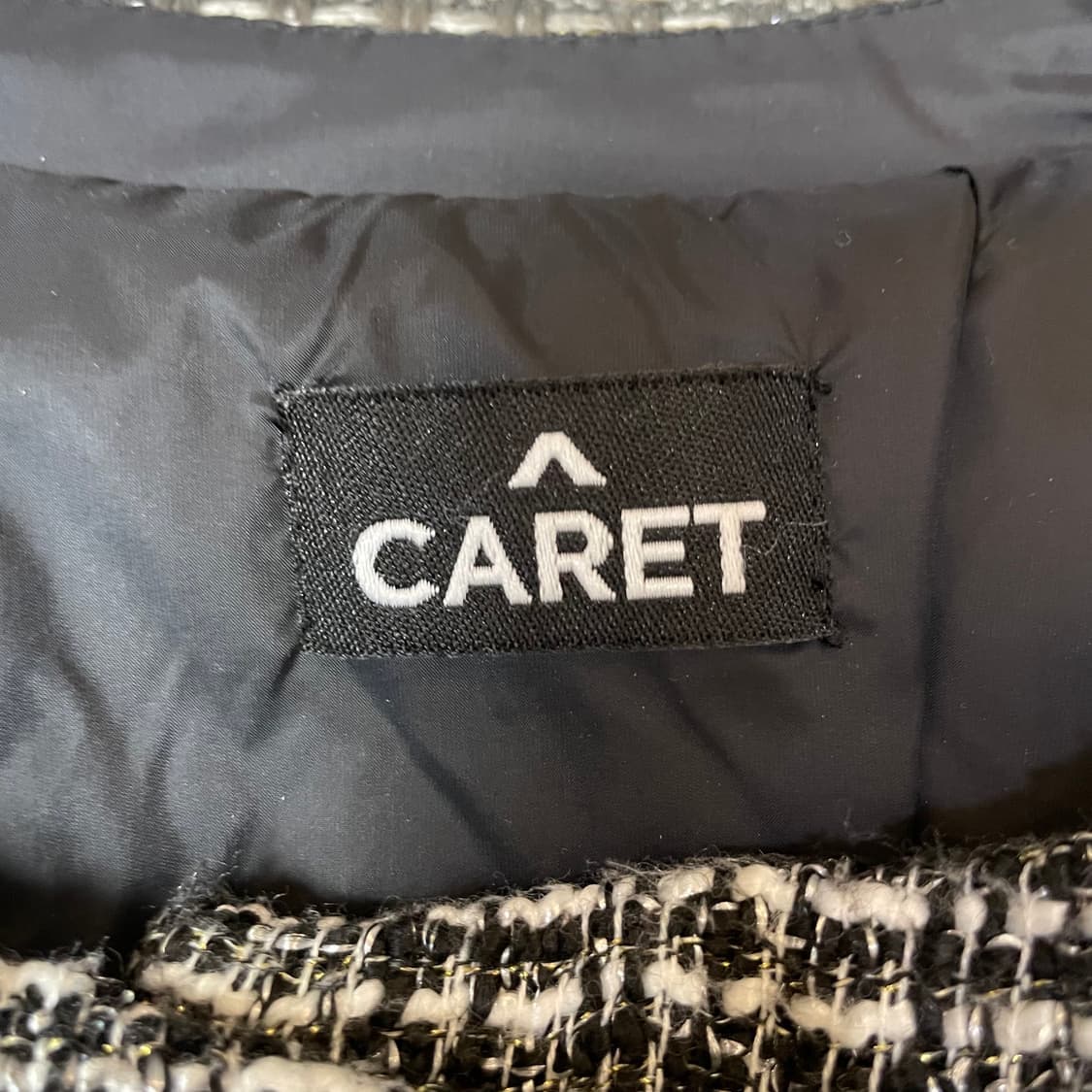 빈티지 블랙 트위드 경량 패딩 S 상품이미지4