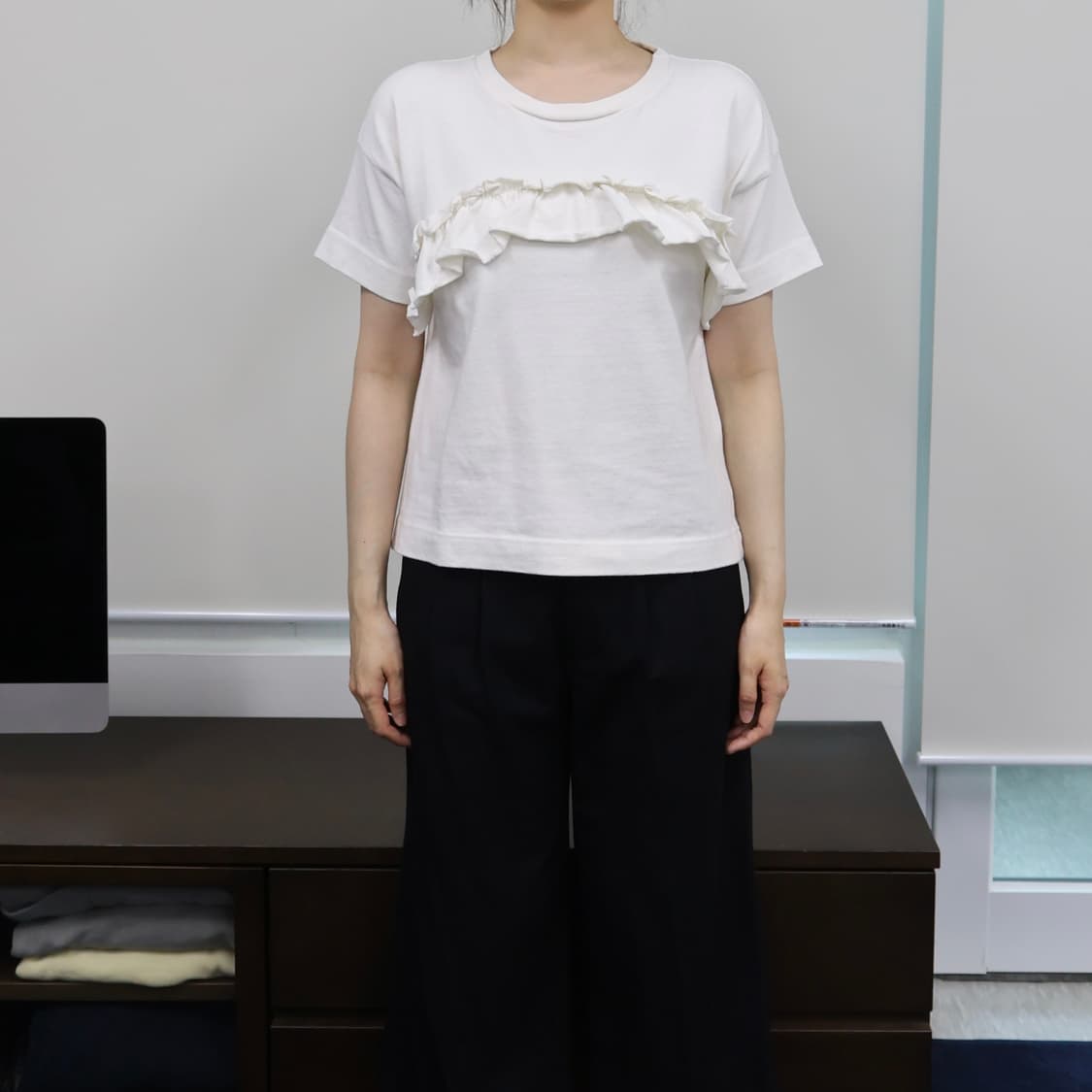 Ray Beams ruffle top in white 상품이미지1