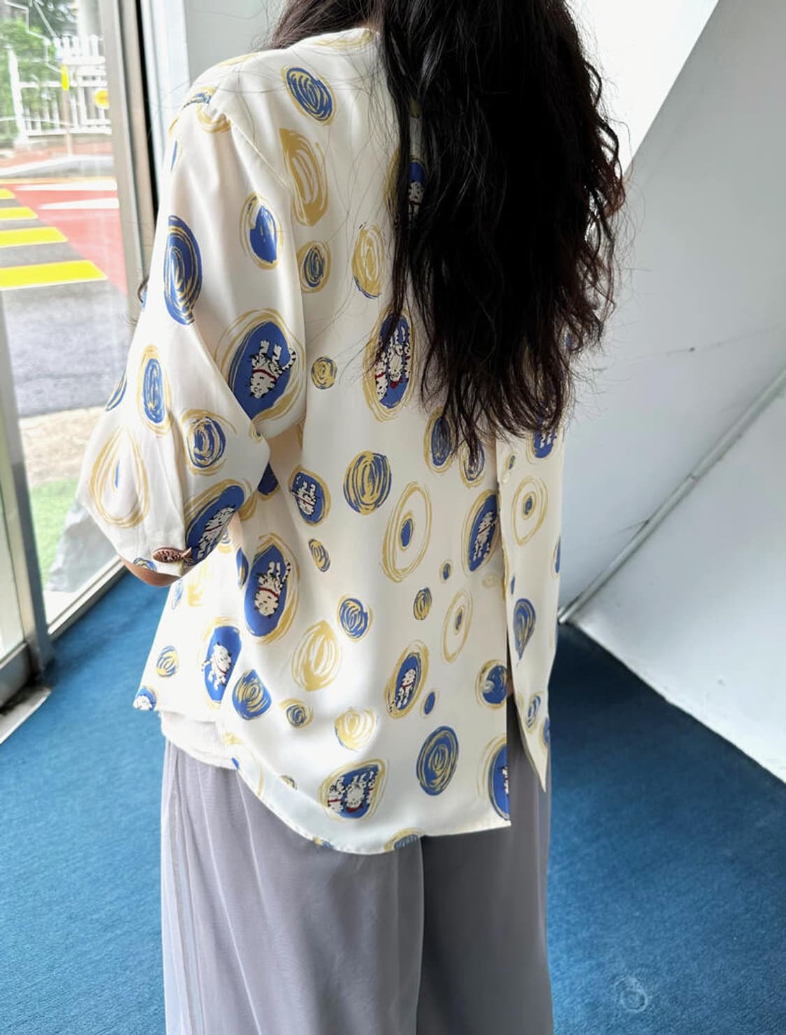 Vintage patterned 2way sheer blouse top 상품이미지10