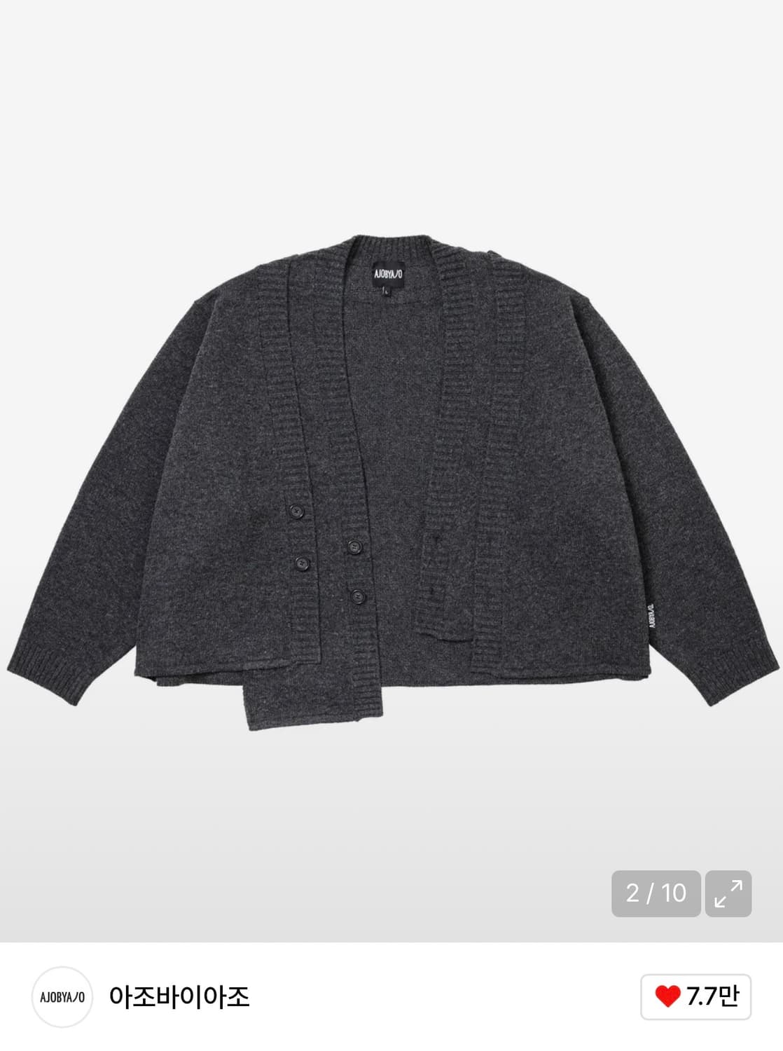 아조바이아조 더블 버튼 니트 가디건 L 다크 그레이 상품이미지1