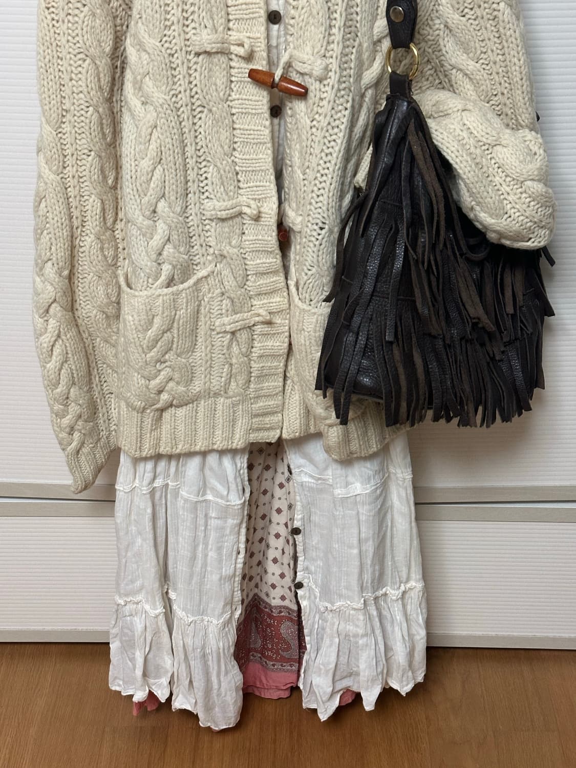 빈티지 레이어드 아이보리 원피스 바퀴벌레핏 빈티지크루 상품이미지9