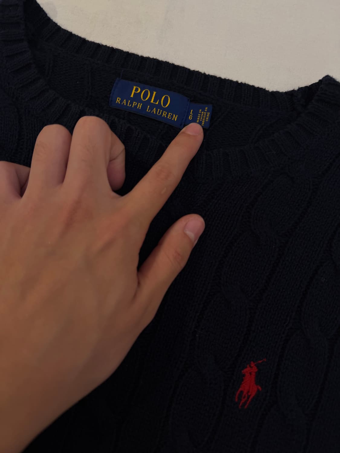 폴로 랄프로렌 꽈배기 케이블 코튼 니트 블랙 상품이미지3