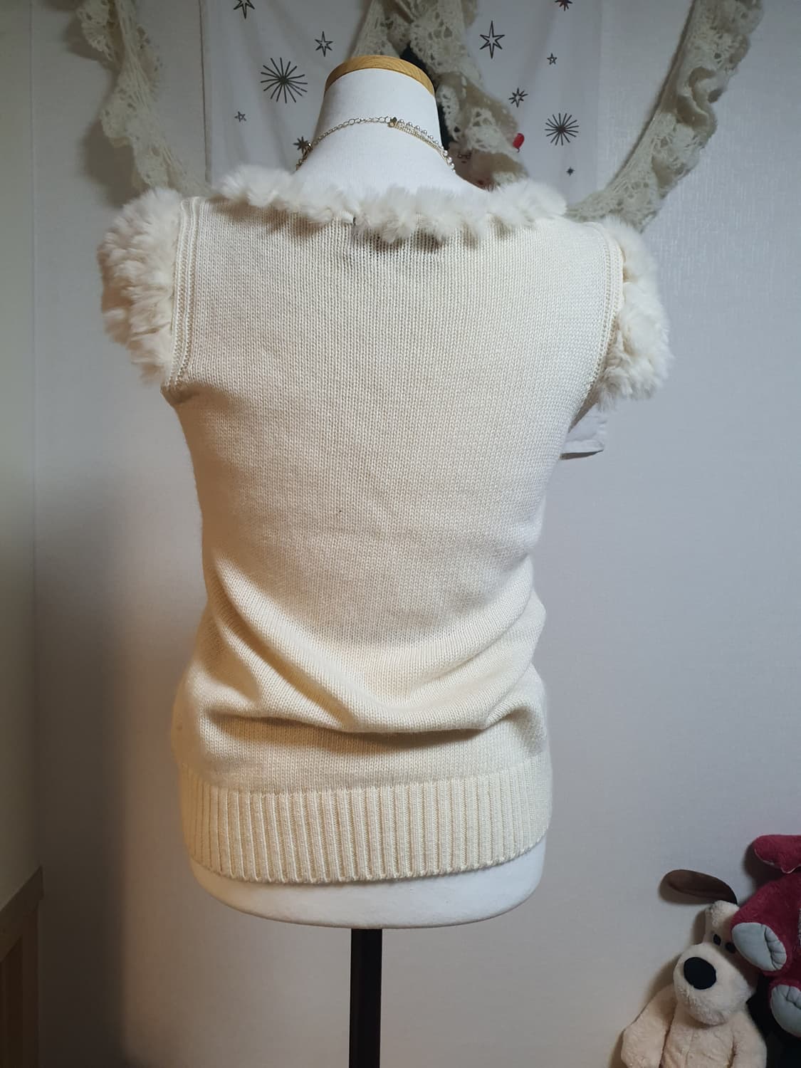 [모리걸] 아이보리 퍼 니트 셔츠 상품이미지2