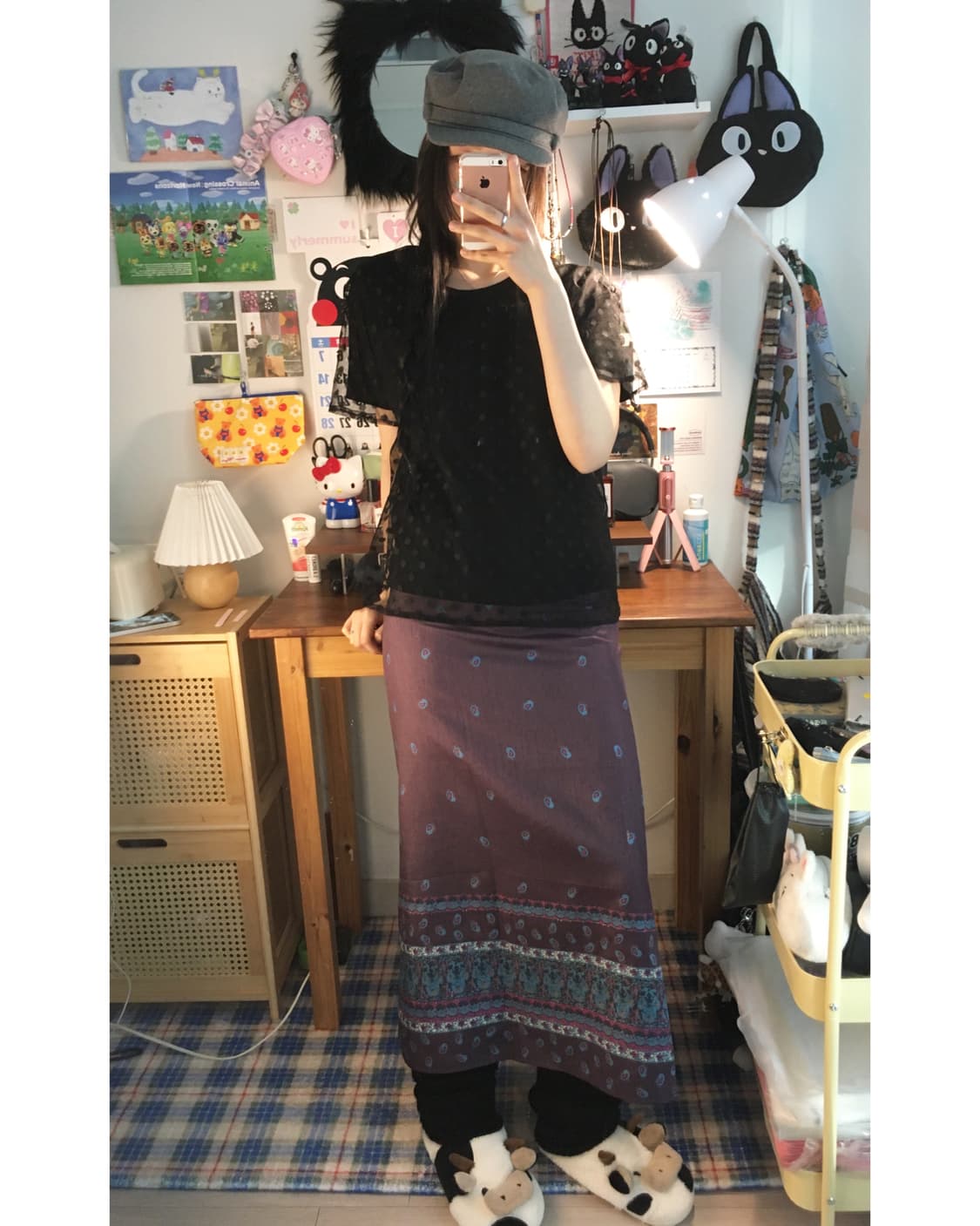 vintage sheer dot pattern mesh top black 상품이미지4