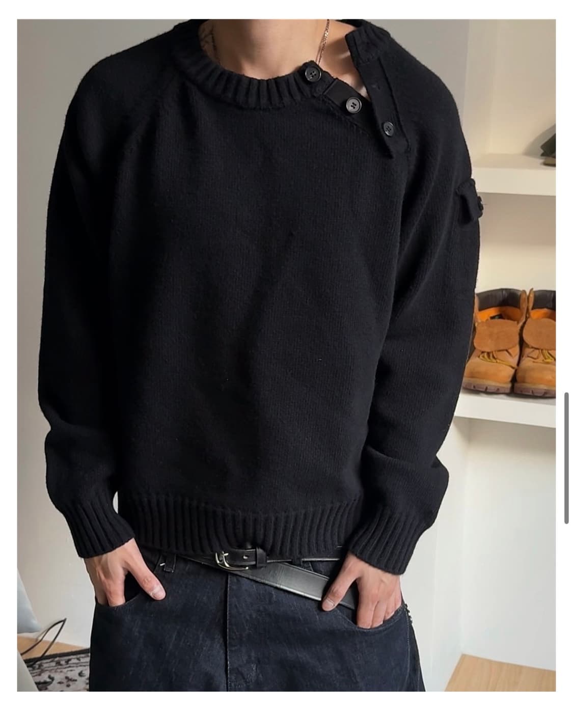 1size)포그서비스 밀리터리 헨리넥 니트 상품이미지1