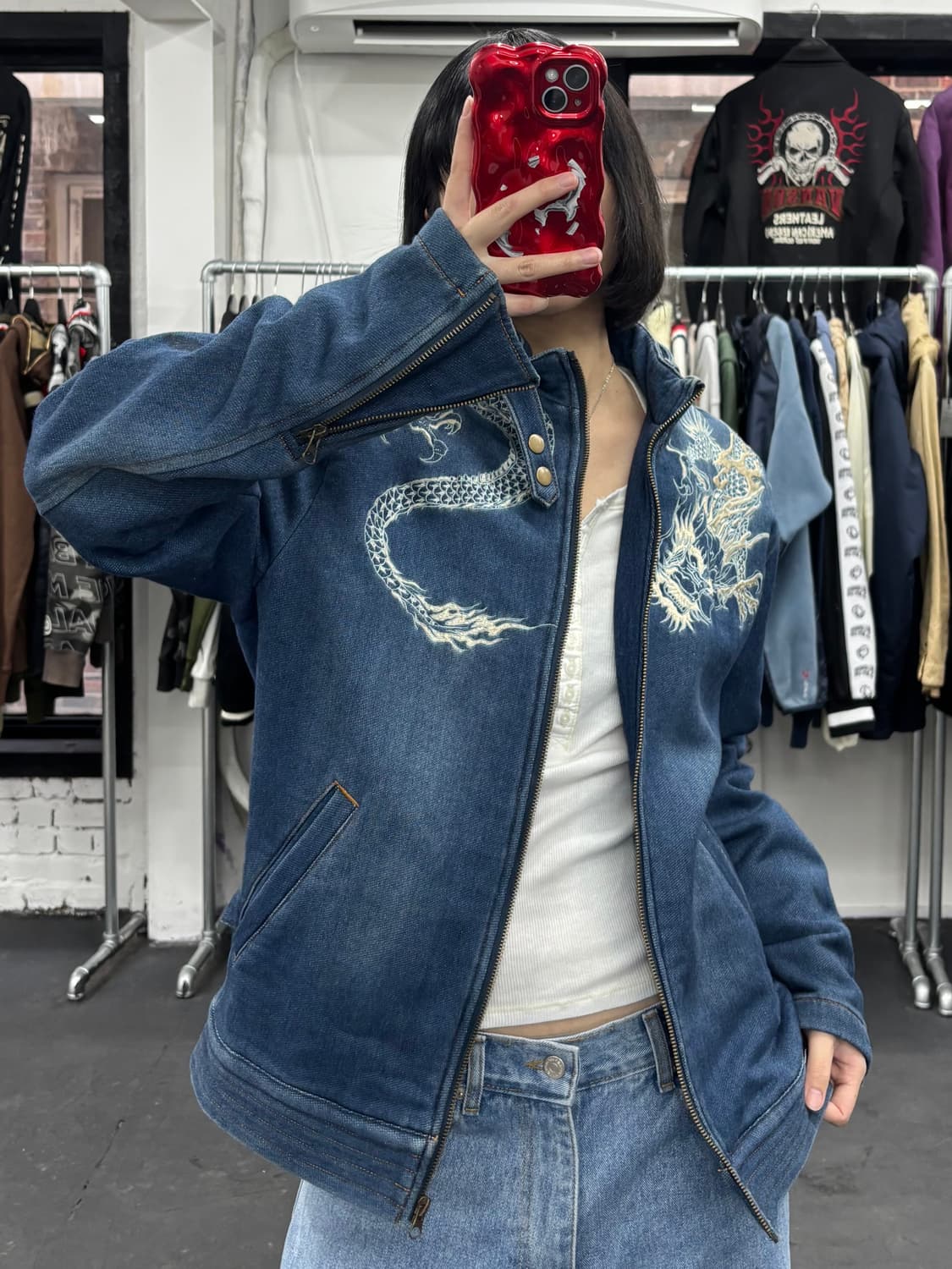 카라쿠리 타마시 오리엔탈 데님 바이커 자켓 상품이미지2