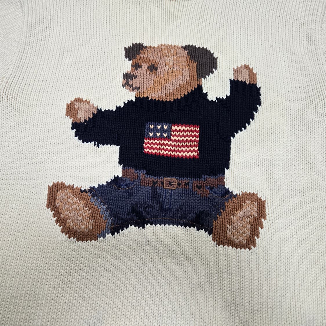 L 폴로랄프로렌 싯다운베어 핸드니트 스웨터 아이보리 상품이미지2