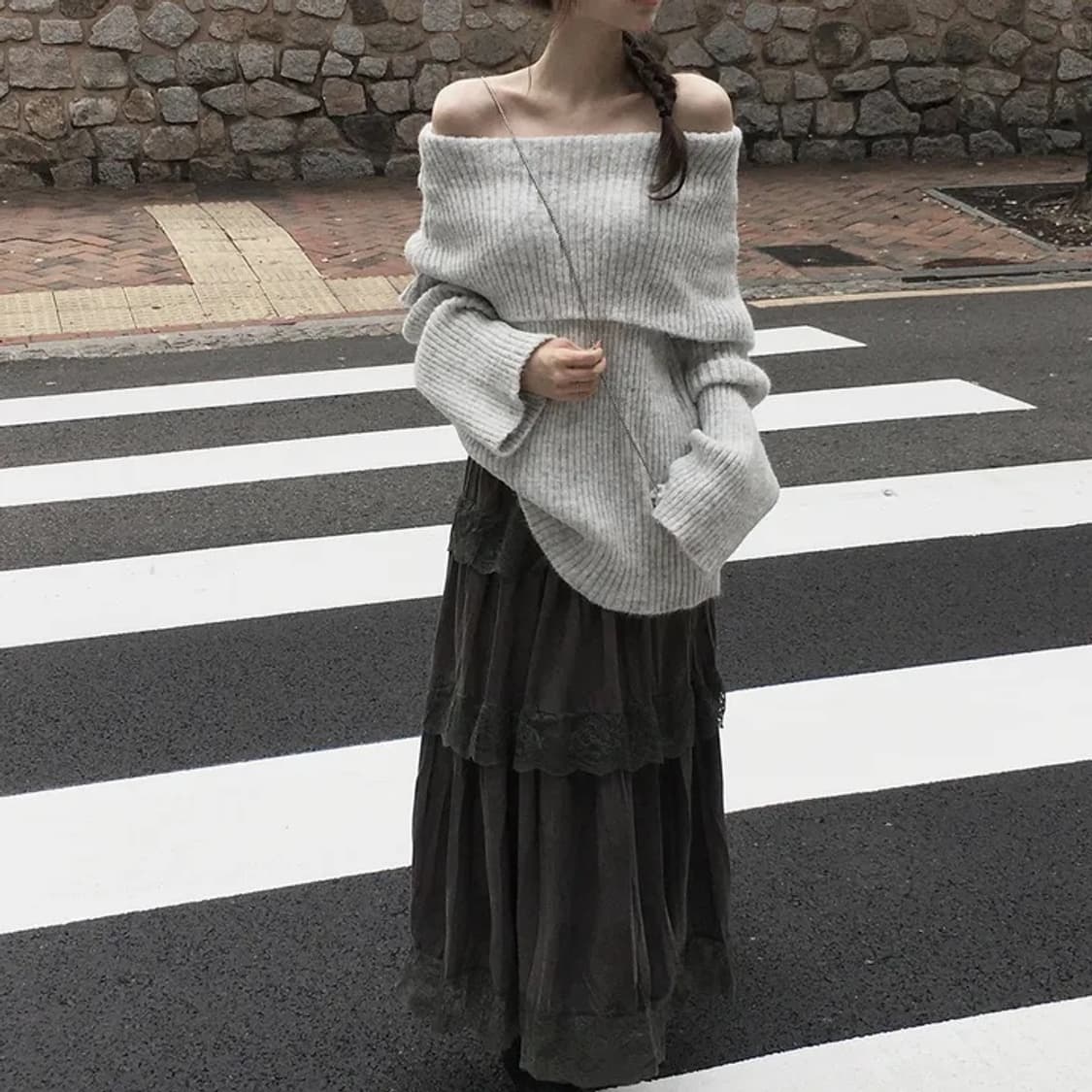 Romantic long skirt grey 상품이미지6