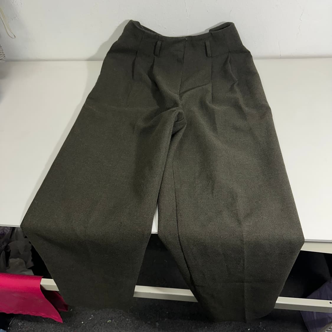 M VTG 다크브라운 투턱 벨티드 울 슬랙스 상품이미지3