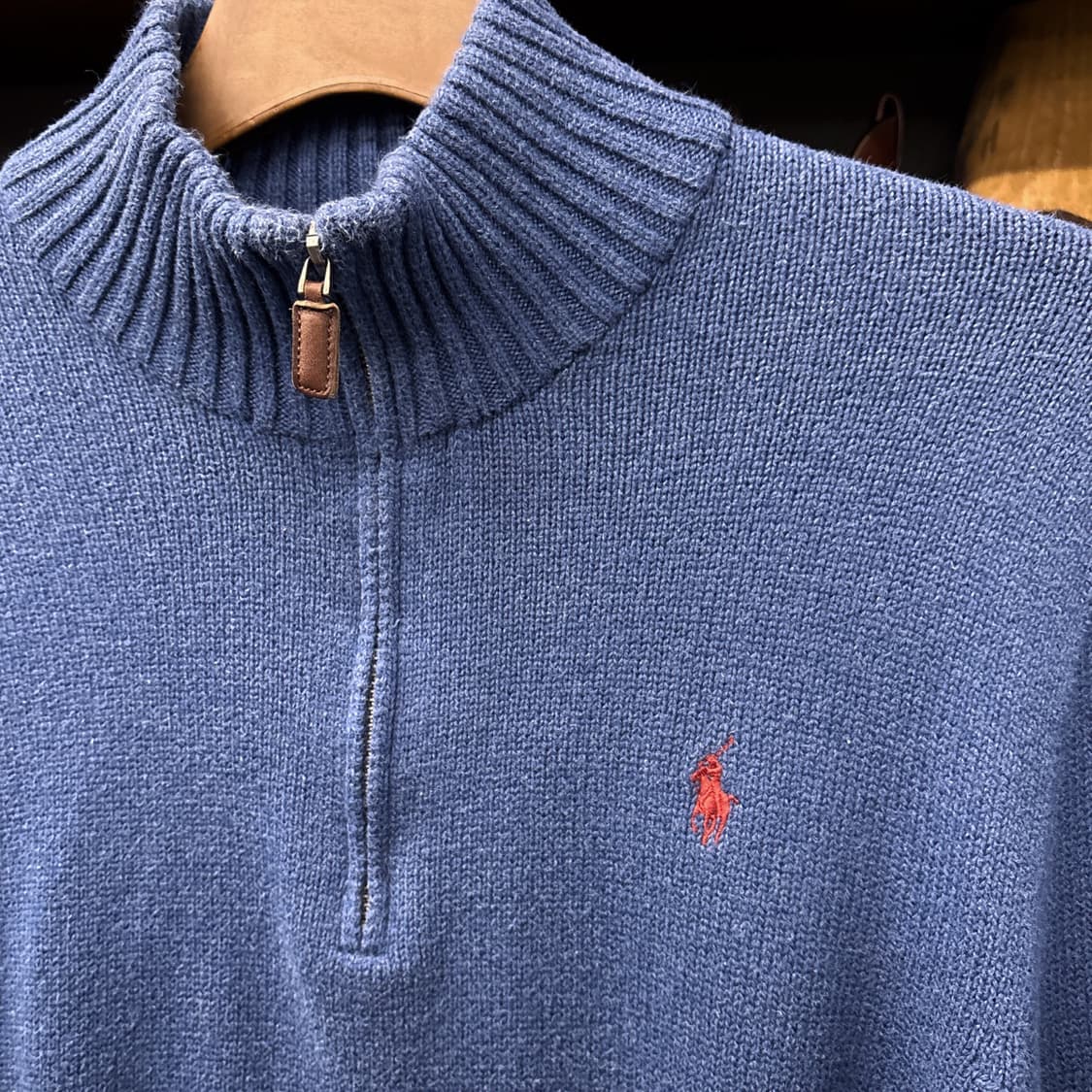 신형라벨 폴로 랄프로렌 청키립 코튼니트 하프집업 딥블루 N923 상품이미지6