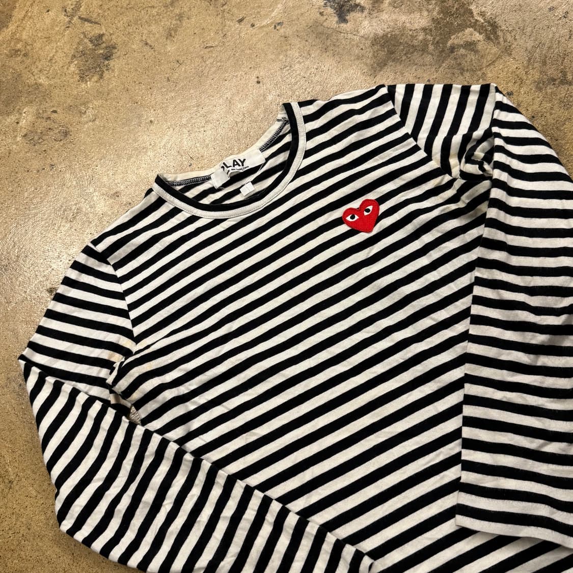 꼼데가르송 블랙 흰검 스트라이프 단가라 롱슬리브 긴팔 티셔츠 상품이미지1