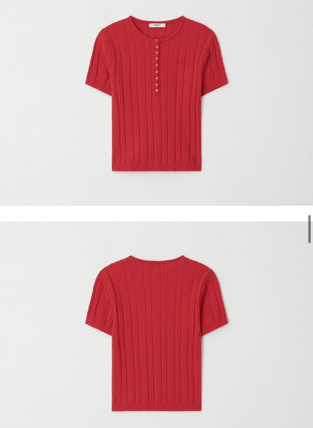 BUTTON POINT SLIM SHORT SLEEVE KNIT RED 상품이미지3