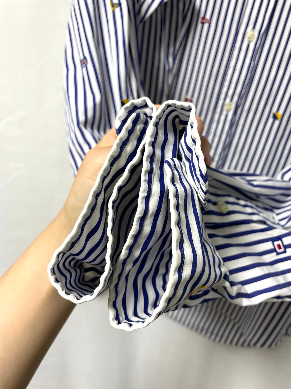 폴로 랄프로렌 만국기 플래그 자수 스트라이프 셔츠 XL 상품이미지6